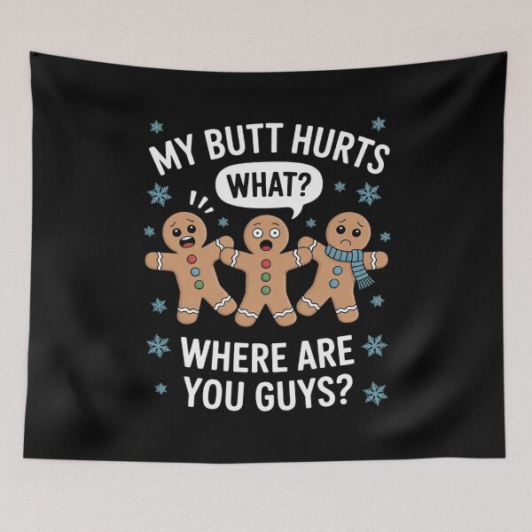Item preview, Gingerbread Man Cookie My Butt Hurts Funny Christmas Men Long Sleeve designed and sold by DrewLeuschke.