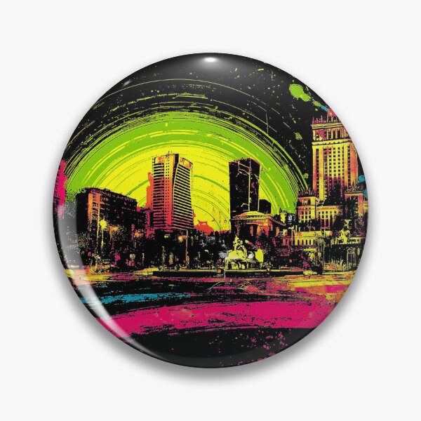 Item preview, Bucharest Romania Pop Art Skyline – Neon Splatter Cityscape Poster designed and sold by ArgentoArt.