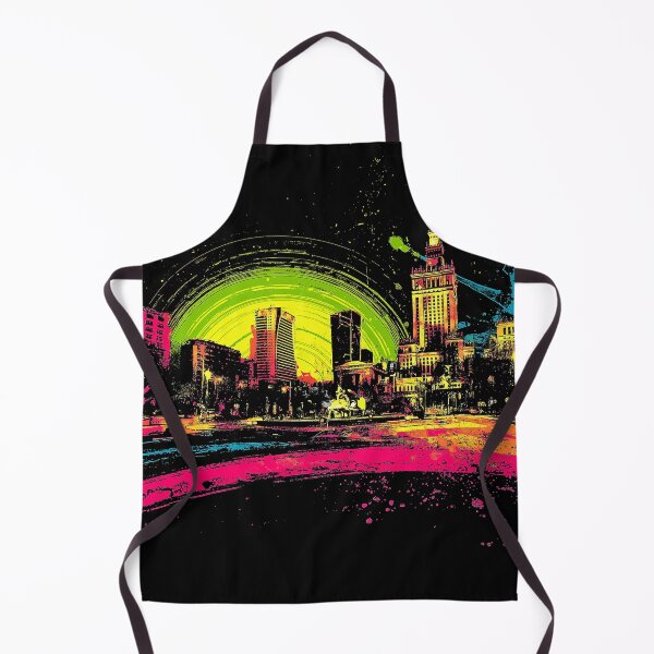 Item preview, Bucharest Romania Pop Art Skyline – Neon Splatter Cityscape Poster designed and sold by ArgentoArt.