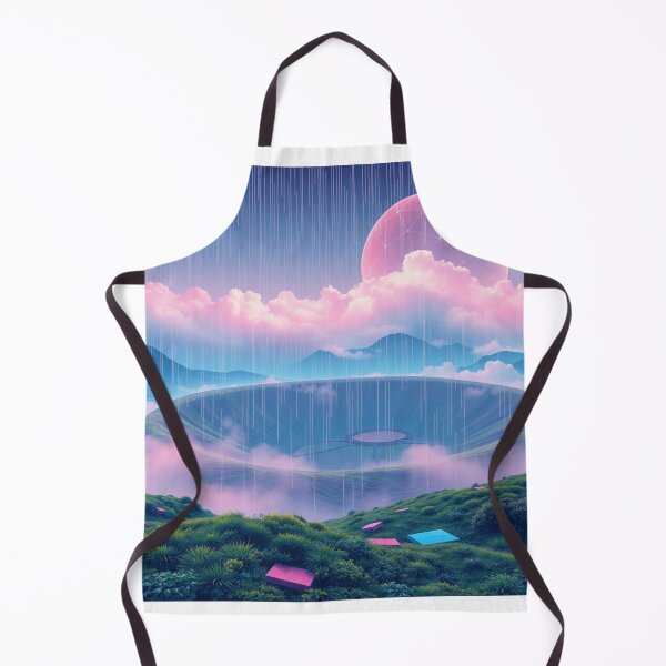 Artikelvorschau, Vaporwave-Kraterlandschaft, rosa Mond, ästhetischer Kunstdruck entworfen und verkauft von EllDAV777.