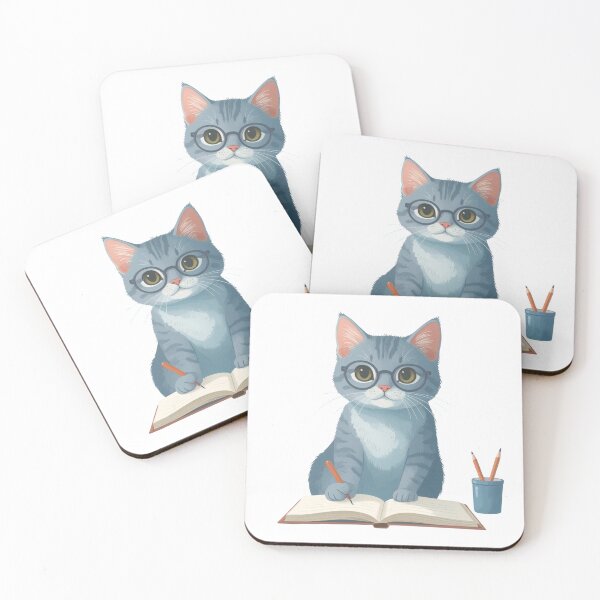 Item preview, Smart Cat Wearing Glasses Writing Studying Taking Notes designed and sold by takeng07.