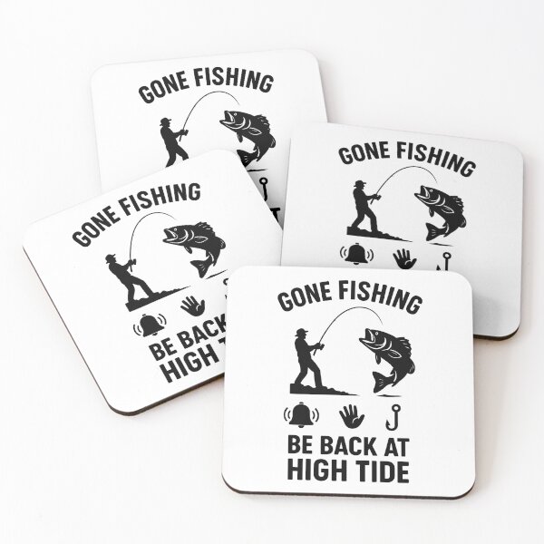 Item preview, Gone Fishing Be Back at High Tide Funny Fisherman Quote Sticker designed and sold by inkoutninja.
