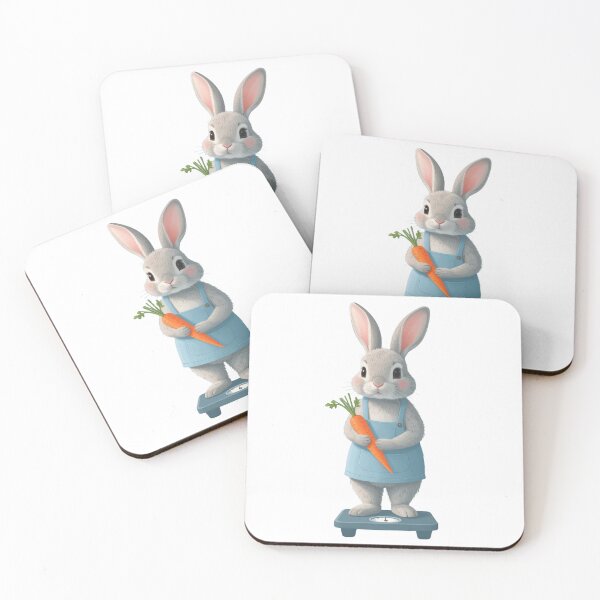 Item preview, Dieting Bunny on Scale Holding Carrot Healthy Eating designed and sold by takeng07.