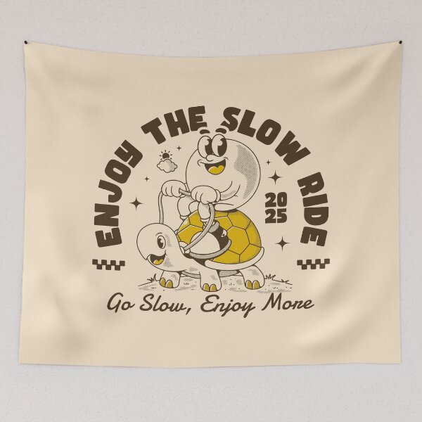 Item preview, Enjoy the Slow Ride Retro Turtle and Rider Cartoon Design designed and sold by adipra.