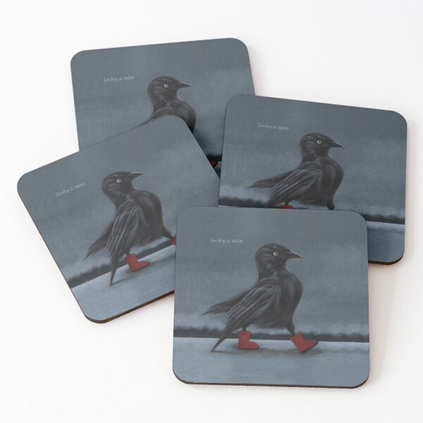 Item preview, A crow wearing red boots was striding through the snow, feeling warm. designed and sold by EmilyDouArt.