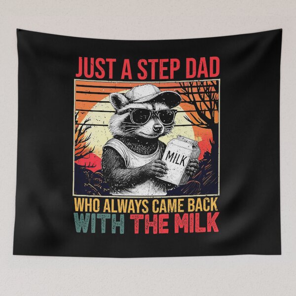 Item preview, Sunset Raccoon Stepdad Milk Joke T-Shirt designed and sold by LarryMBrown.