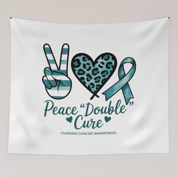 Item preview, Peace Love Cure Teal Ribbon Ovarian Cancer Awareness designed and sold by papertaless.