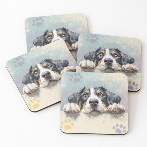 Item preview, Entlebucher Mountain Dog Peeking over Wall 01 designed and sold by Elisabeth Lucas.