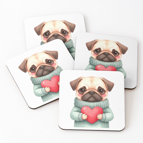 Item preview, Sweet Pug Puppy Sweater Holding Red Heart Love designed and sold by takeng07.
