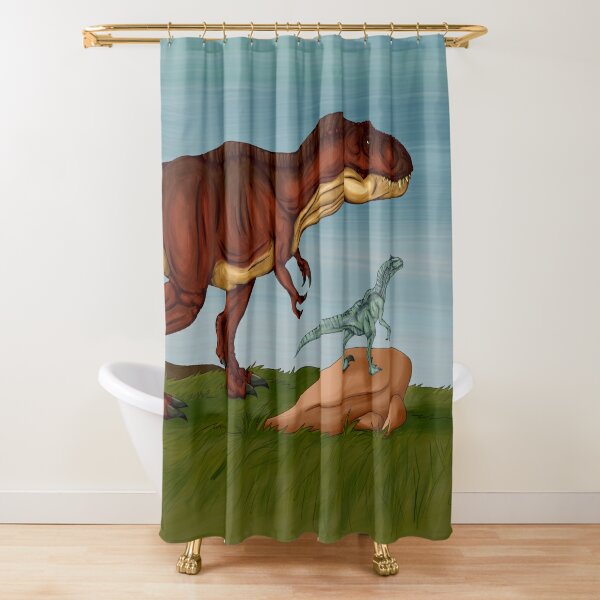 T-Rex and Velociraptor Shower Curtain