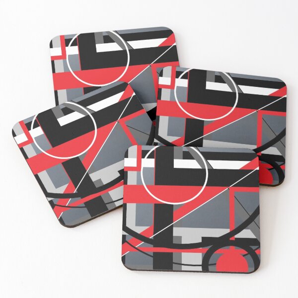 Item preview, Modern Geometrical Shapes Pattern- Red Black White and Grey designed and sold by ABG Inspirational Art.
