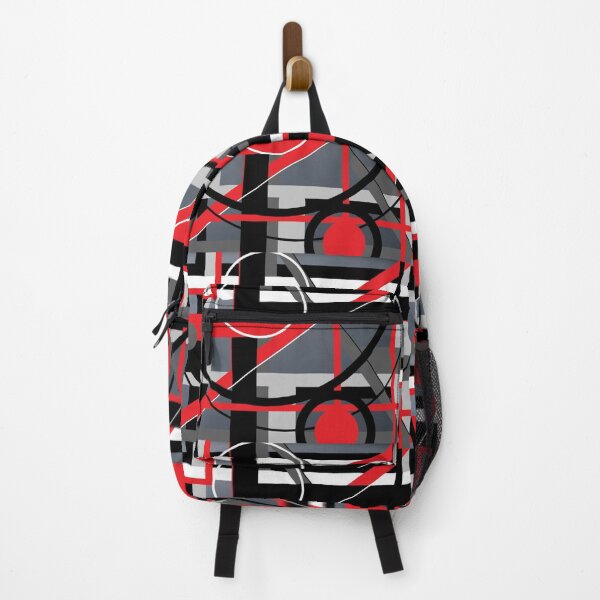 Item preview, Modern Geometrical Shapes Pattern- Red Black White and Grey designed and sold by ABG Inspirational Art.