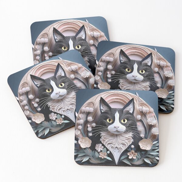 Item preview, Cat with Pink Flowers After Klimt designed and sold by Vicky Brago-Mitchell®.