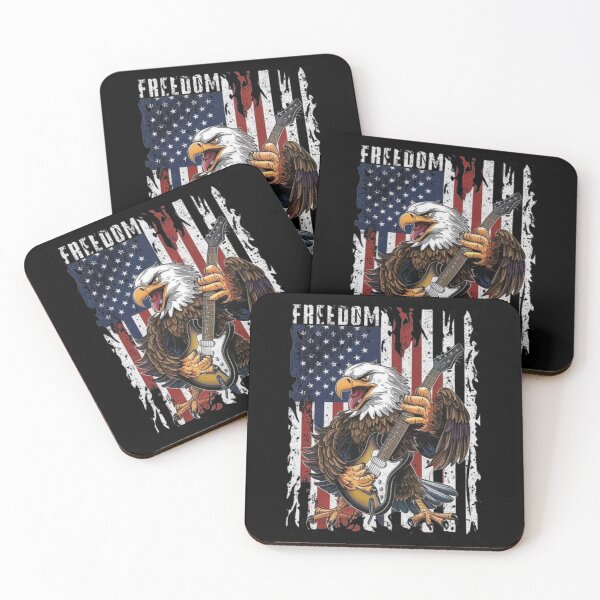 Item preview, Patriotic Rock Eagle with Guitar American Flag Freedom designed and sold by Hadwickfrieda.