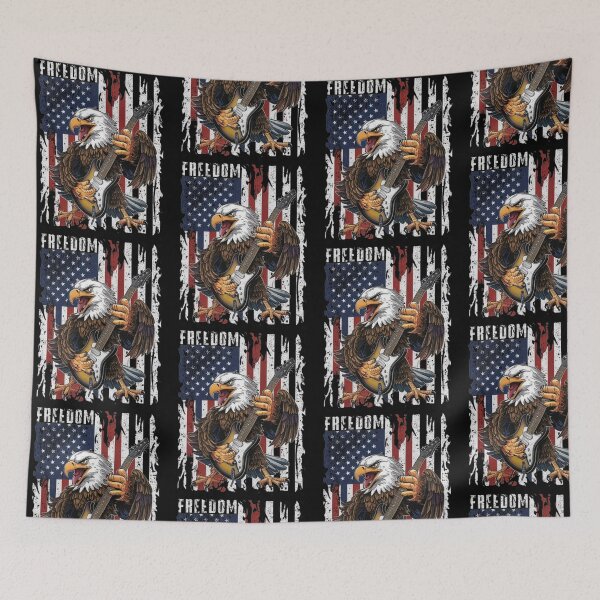 Item preview, Patriotic Rock Eagle with Guitar American Flag Freedom designed and sold by Hadwickfrieda.