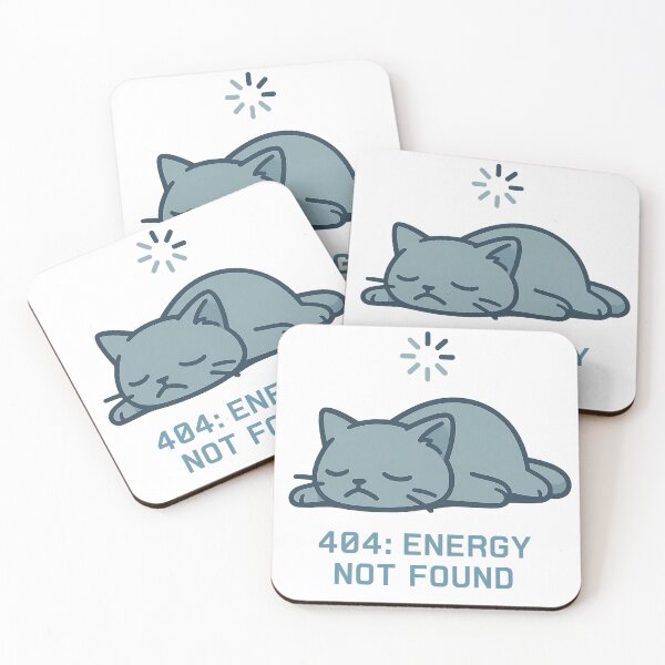 Item preview, 404: Energy Not Found – Lazy Cat Gamer Tee designed and sold by PurfectAttitude.