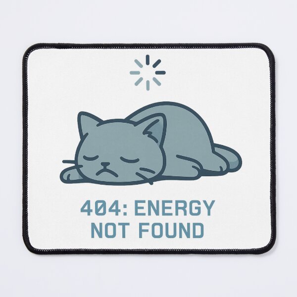 Item preview, 404: Energy Not Found – Lazy Cat Gamer Tee designed and sold by PurfectAttitude.