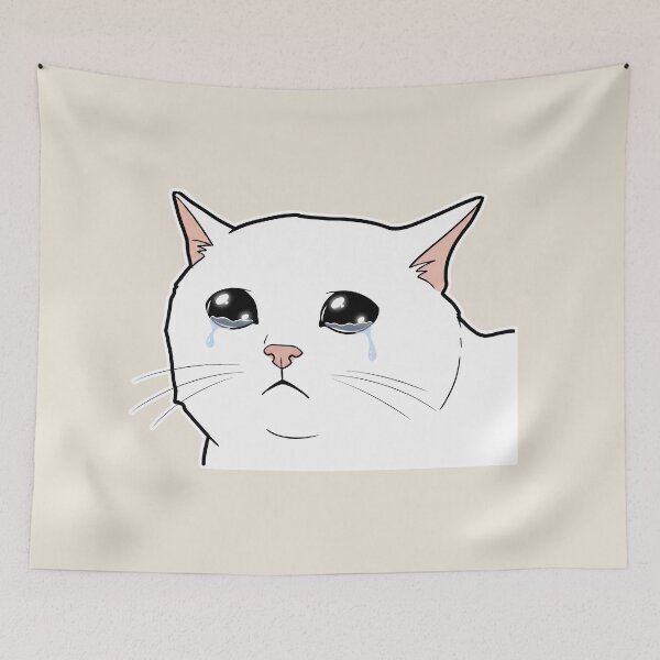 Item preview, Crying Cat Meme – Cartoon Feline Illustration – Sad & Funny Expression designed and sold by lemonfishing.