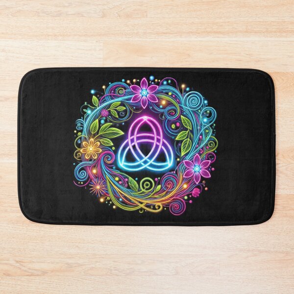 Item preview, Electric Triquetra - Neon Celtic Floral Wreath designed and sold by CelticSoulShop.