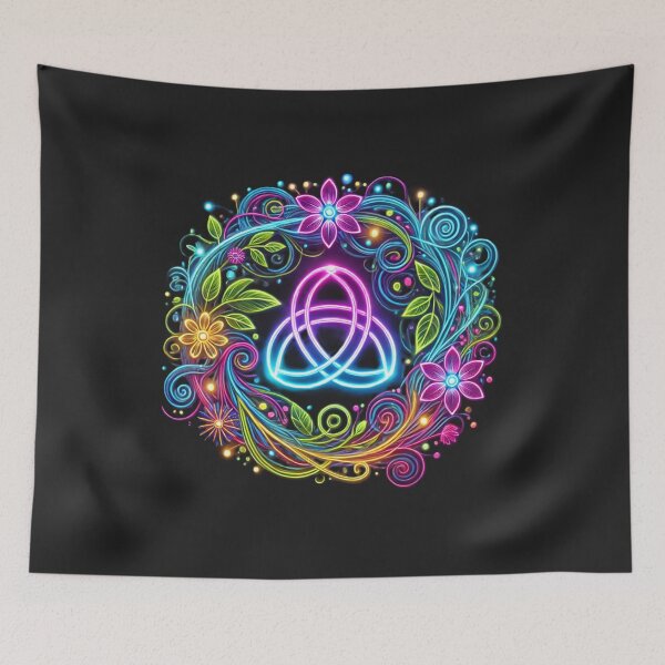 Item preview, Electric Triquetra - Neon Celtic Floral Wreath designed and sold by CelticSoulShop.
