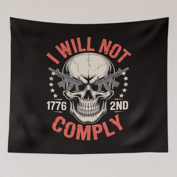 Item preview, We The People Will Not Comply AR15 Pro-Gun Rights 2A Skull designed and sold by MelSurf.