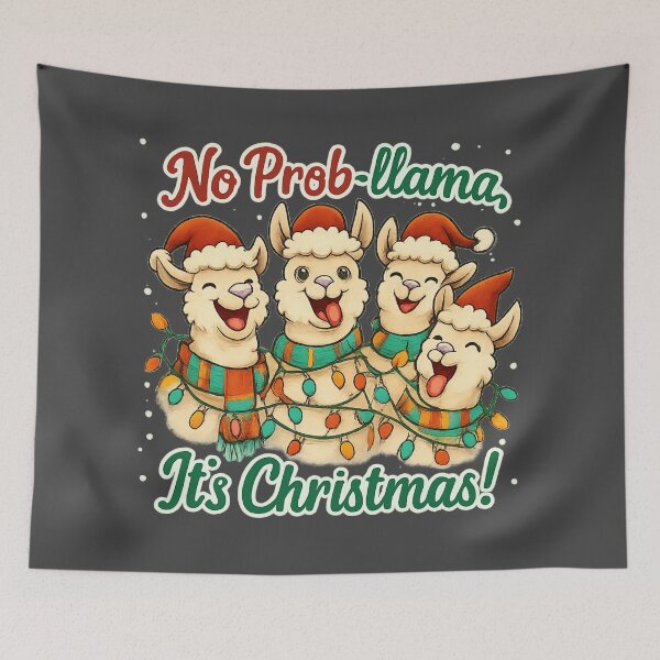 Item preview, Funny Christmas Llama Pun T-Shirt – No Prob-Llama Holiday designed and sold by Artbysaroj.