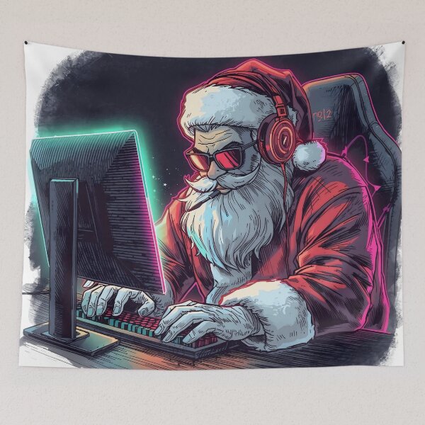 Item preview, Gamer Santa RGB Glow | Christmas Gaming Illustration designed and sold by SoulenCify.