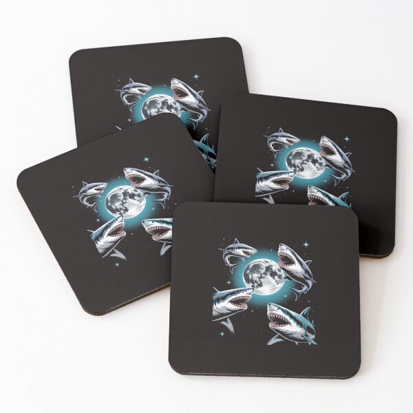Item preview, Three Shark Moon  3 Great Whites Howling Wolfs Moon Parody designed and sold by ControlCenter.