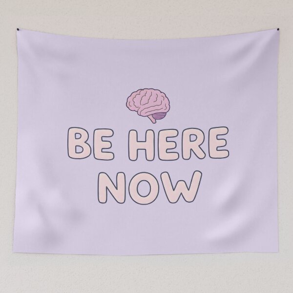 Item preview, “Be Here Now” Quote – Mindfulness Brain, Pastel Mental Health Motivational Design designed and sold by PureBrain.