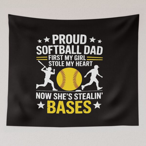 Item preview, Softball Dad Girl Stole My Heart Stealing Bases Fathers Day designed and sold by RatCurry.