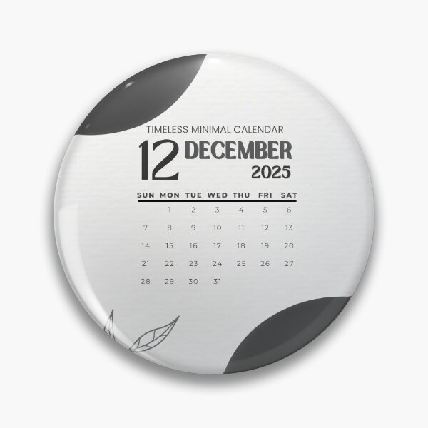 Item preview, Minimal Black December 2025 Calendar – Modern Aesthetic Wall Art designed and sold by evermusedesignstudio.