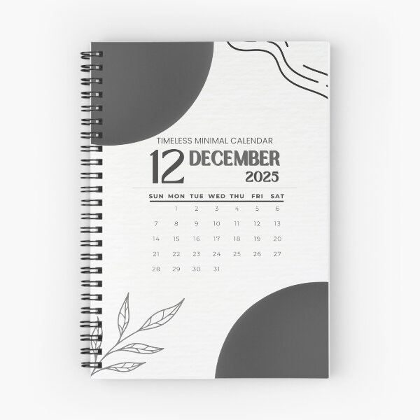 Item preview, Minimal Black December 2025 Calendar – Modern Aesthetic Wall Art designed and sold by evermusedesignstudio.