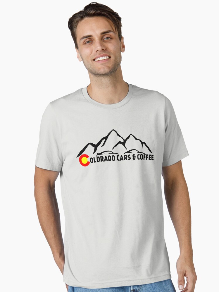 Thumbnail 2 of 7, Essential T-Shirt, Colorado Cars & Coffee Mountain Logo - Black Lettering designed and sold by COCarsAndCoffee.