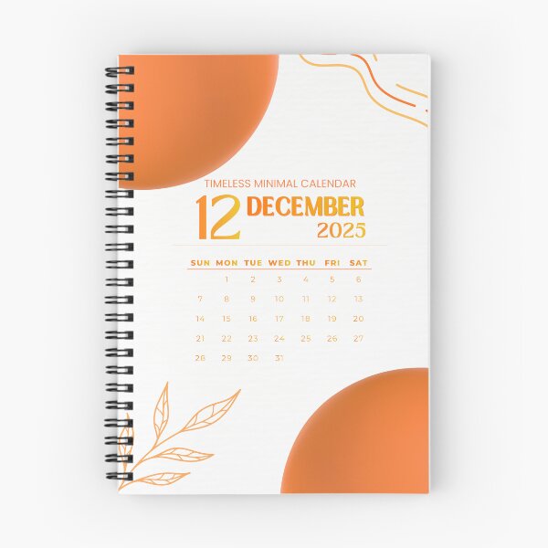 Item preview, Orange Minimal December 2025 Calendar – Modern Abstract Wall Print designed and sold by evermusedesignstudio.