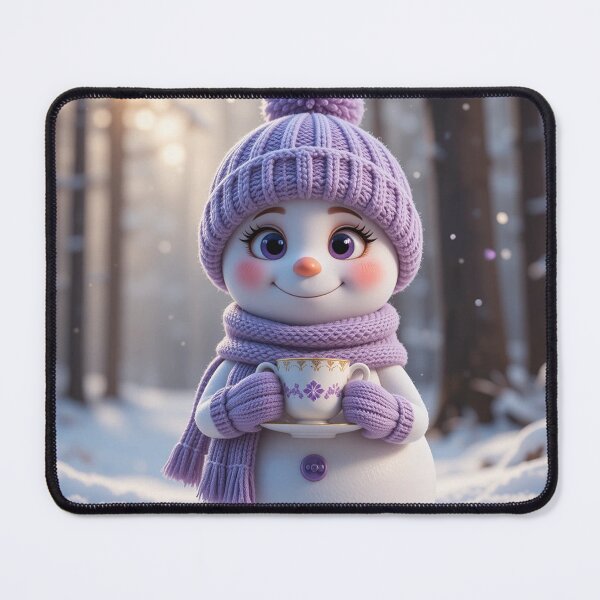 Item preview, Lavender Winter Snowperson – A Cozy, Magical Moment in a Snowy Forest designed and sold by PixelVibe782.
