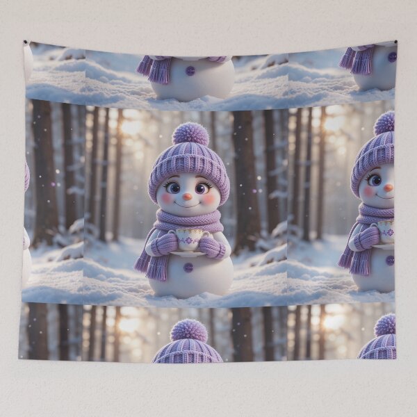 Item preview, Lavender Winter Snowperson – A Cozy, Magical Moment in a Snowy Forest designed and sold by PixelVibe782.