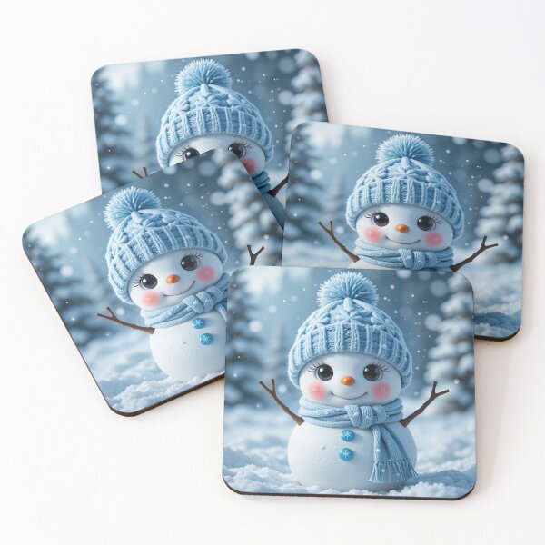 Item preview, Blue Winter Snowman – A Sweet and Magical Moment in a Snowy Wonderland designed and sold by PixelVibe782.