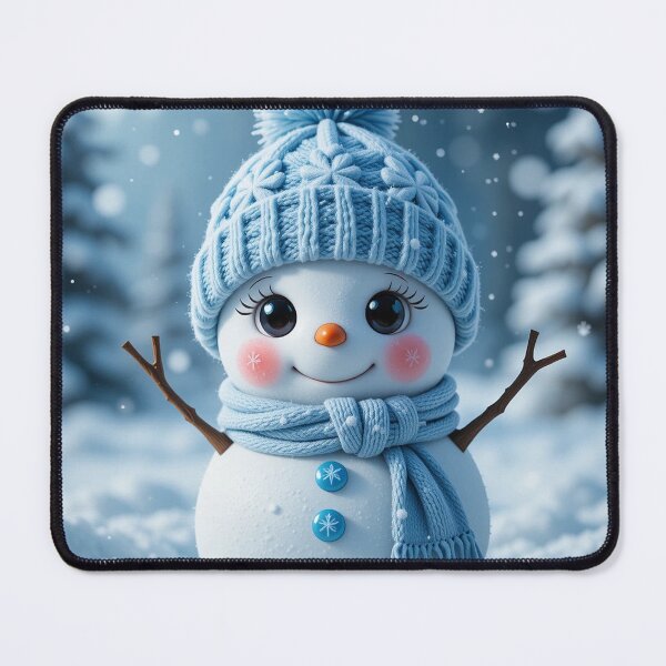 Item preview, Blue Winter Snowman – A Sweet and Magical Moment in a Snowy Wonderland designed and sold by PixelVibe782.