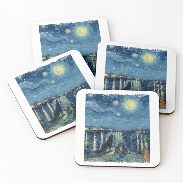 Item preview, Starry Night With Wolves Howling And Mystery Under The Moon designed and sold by ridhi-glennon.