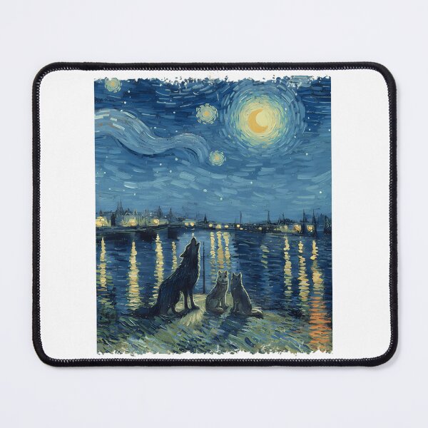 Item preview, Starry Night With Wolves Howling And Mystery Under The Moon designed and sold by ridhi-glennon.