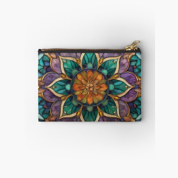 Item preview, Stained Glass Vintage Turquoise & Lavander Mosaic Mandala Pattern designed and sold by GrinGalore.