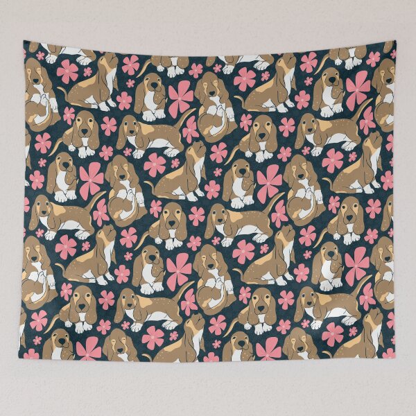 Item preview, Floral Basset Hound Puppies | Cute Dog Lover Aesthetic designed and sold by JVCreative.