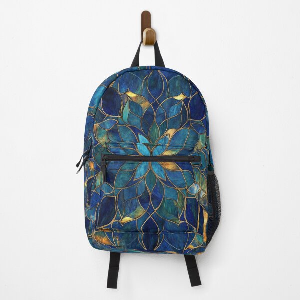 Item preview, Stained Glass Vintage Sapphire & Jade Mosaic Mandala Pattern designed and sold by GrinGalore.