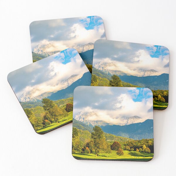 Item preview, Beautiful Golf Course with Tree and Mountain View with Blue Sky and Clouds in a Sunny Summer Day designed and sold by Mats Silvan.