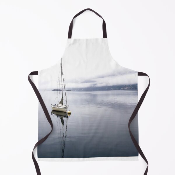 Item preview, Sailing Boat with Reflection on Lake Maggiore with Brissago Islands in a Foggy Day designed and sold by Mats Silvan.