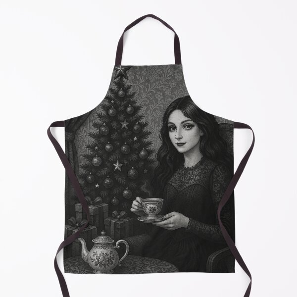Item preview, Gothic Christmas Tea – Victorian Black and White Christmas Illustration designed and sold by MrsMimpi.
