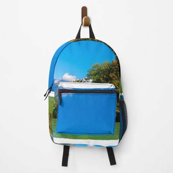 Item preview, View of Lake Annecy with an Island with Trees and Mountain in a Sunny Summer Day designed and sold by Mats Silvan.