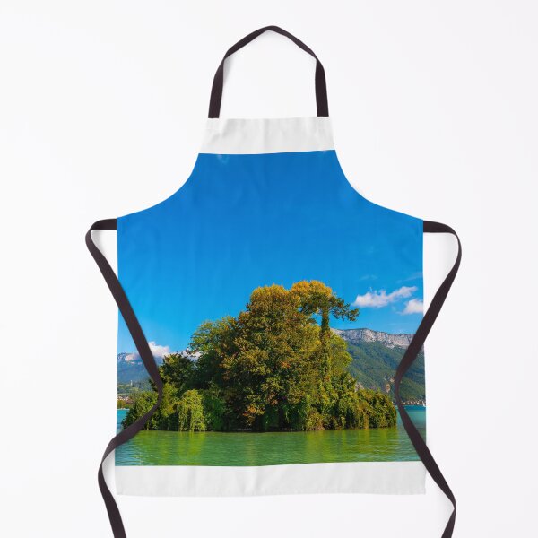 Item preview, View of Lake Annecy with an Island with Trees and Mountain in a Sunny Summer Day designed and sold by Mats Silvan.