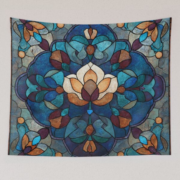 Item preview, Stained Glass Mid-Century Flower Mosaic Pattern designed and sold by GrinGalore.