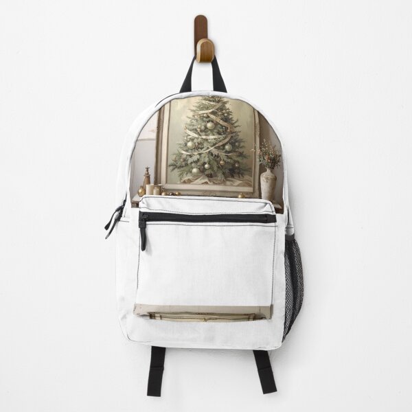 Item preview, Framed Antique-style Christmas tree with faded ornaments and ribbon, soft beige designed and sold by BestDiz.